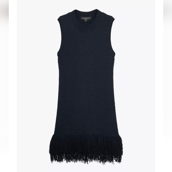 ZARA FRINGED CHECKERED KNIT DRESS - Picture 7 of 9